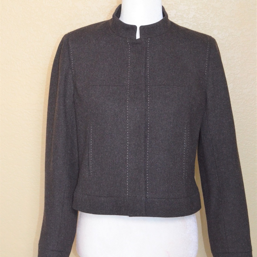 Ann Taylor Grey Wool Blend Cropped Jacket - 8P
